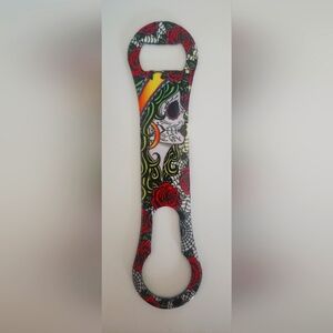 Bottle Opener Colorful Skull and Rose Design  -NEW-